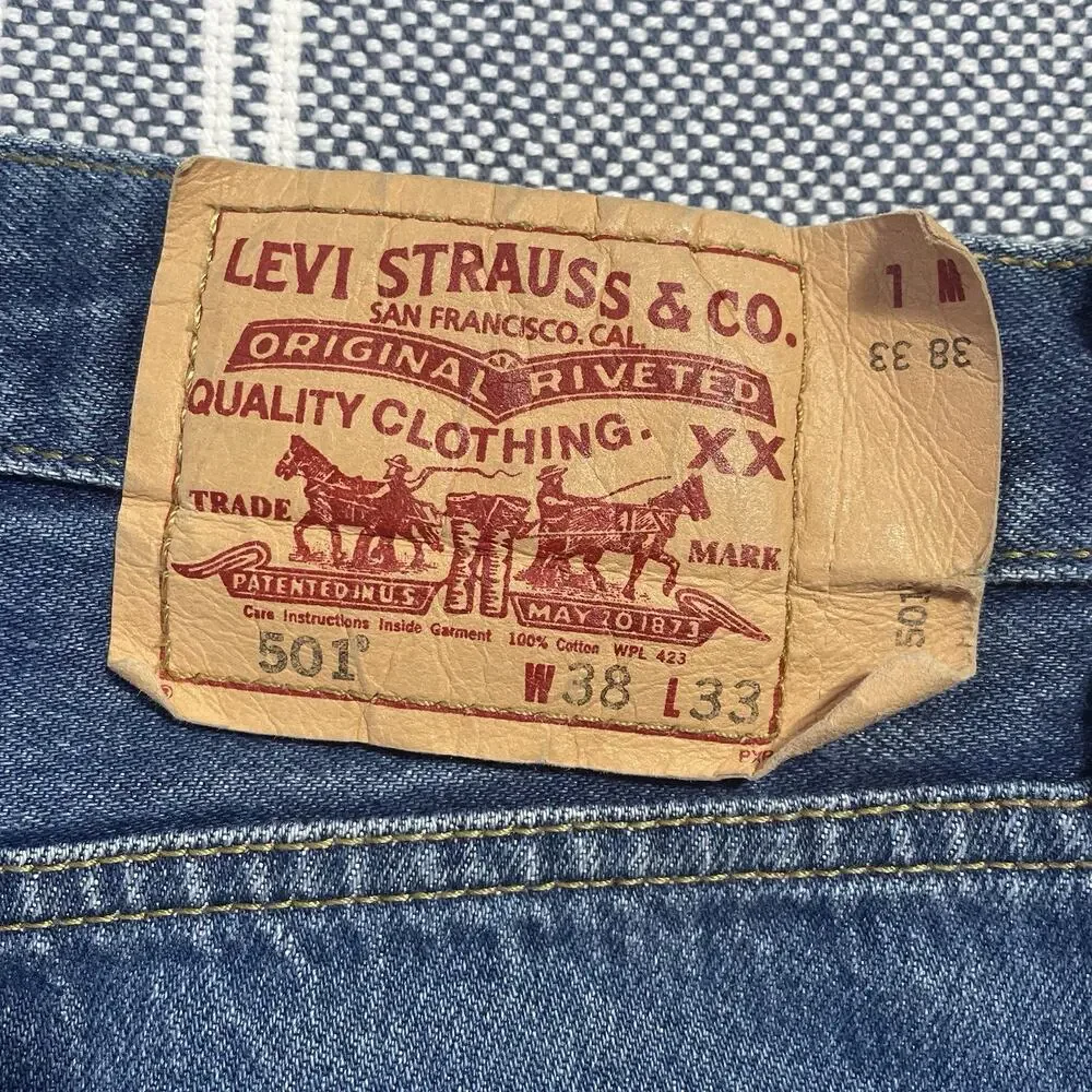 Levi’s 501 Jeans Men’s‎ 38x33 (Fits 36x30) Button Fly Red Tab Straight Leg Blue